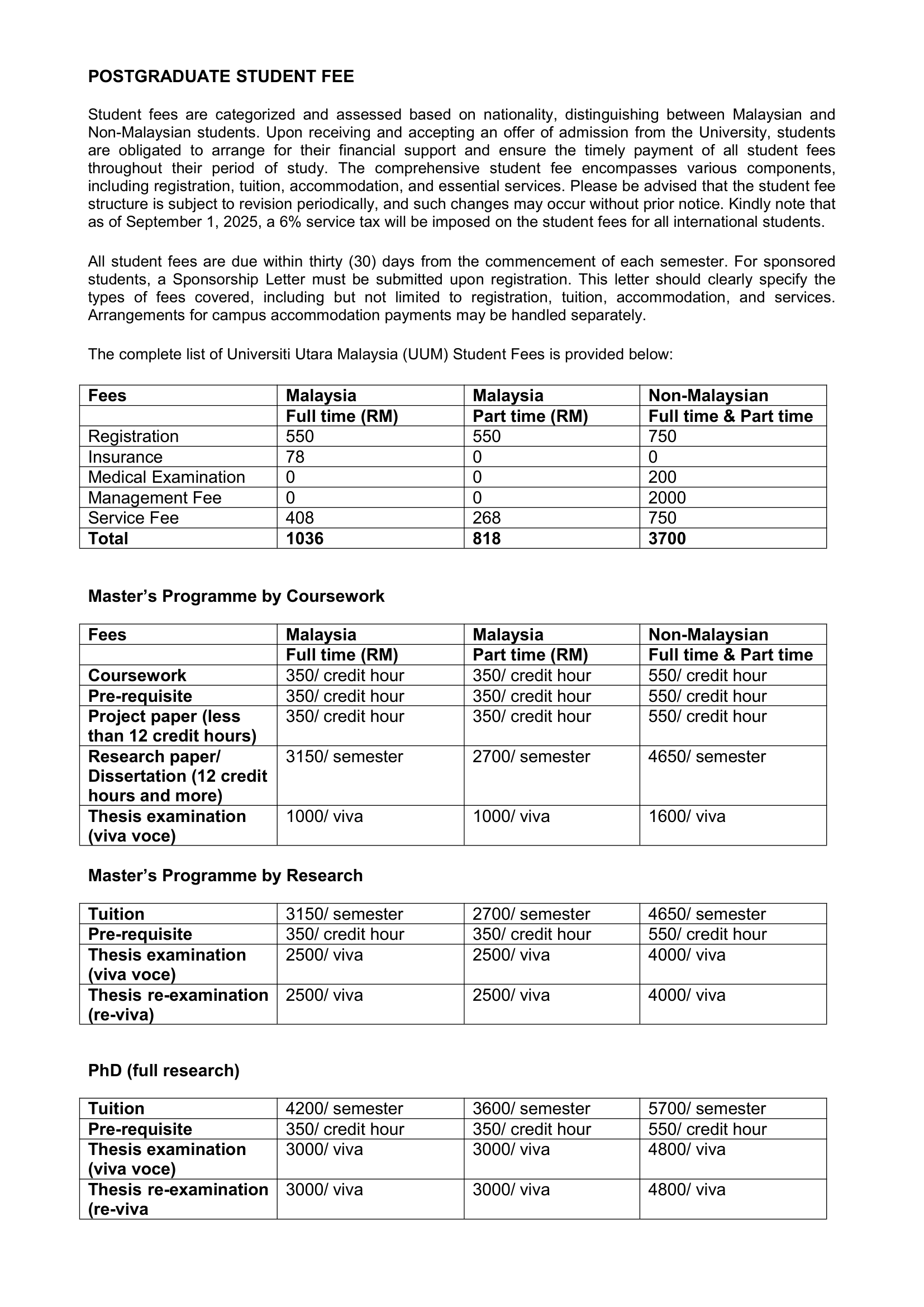 POSTGRADUATE STUDENT FEE 2025 latest GSGSG edit by UPS HEAlatest 1